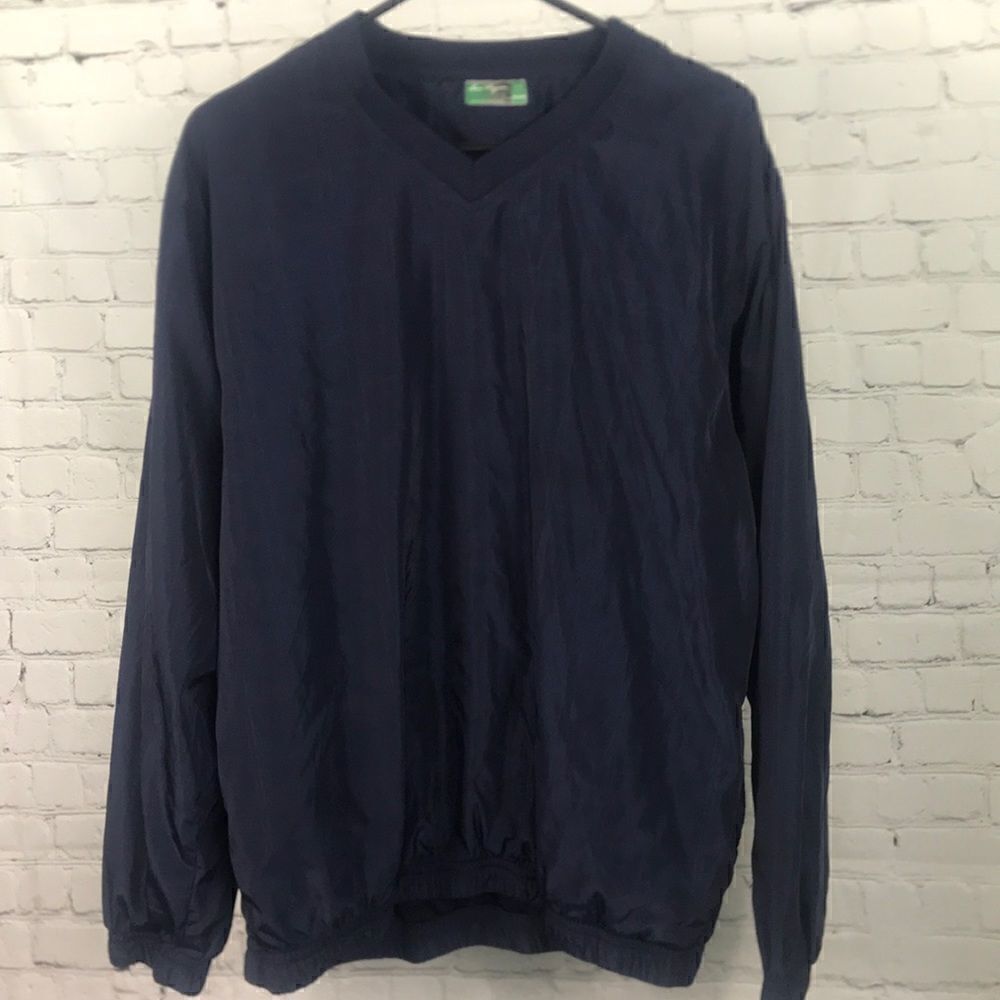 Ben Hogan Windbreaker size Large, navy blue with a cool plaid pattern EUC